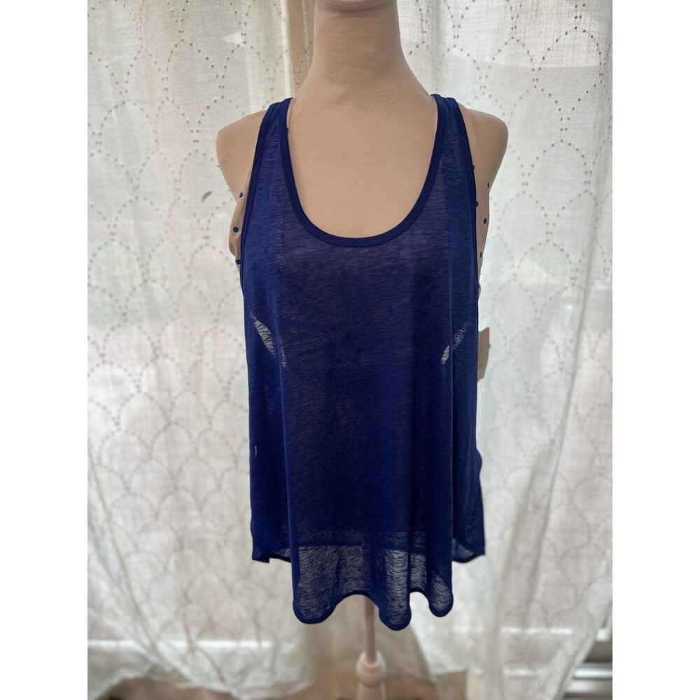 Fabletics Ryan Built In Bra Tank Womens X-Large NWT White And Blue Polka Dots
